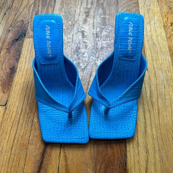 NEVER WORN - Public Desire Harlie mules in blue croc - Picture 1 of 2
